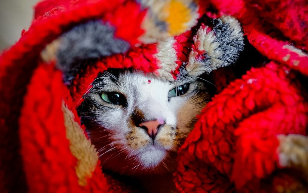 shallow focus photography of cat under textile